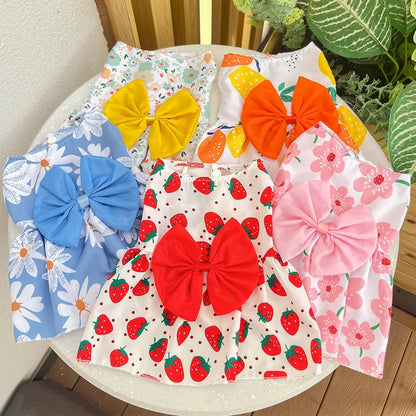 Charming Summer Pet Dress with Bow for Small Dogs