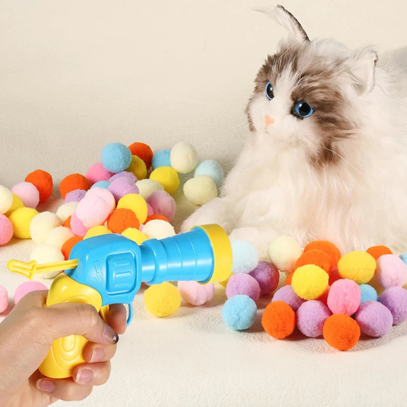 Interactive Cat Toy Launcher with Plush Balls