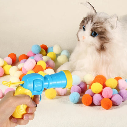 Interactive Cat Toy Launcher with Plush Balls