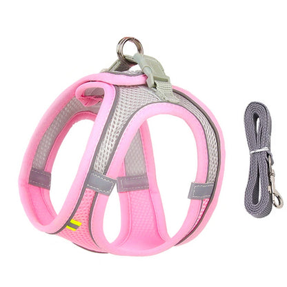 Adjustable Reflective Harness & Leash Set for Small Dogs