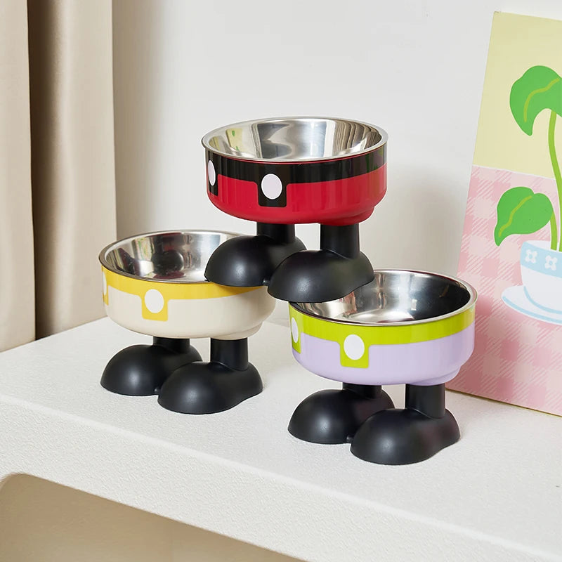 Elevated Colorful Stainless Steel Pet Bowl - Large Capacity