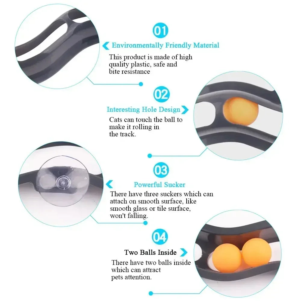 Interactive Cat Track Ball Toy with Suction Cups