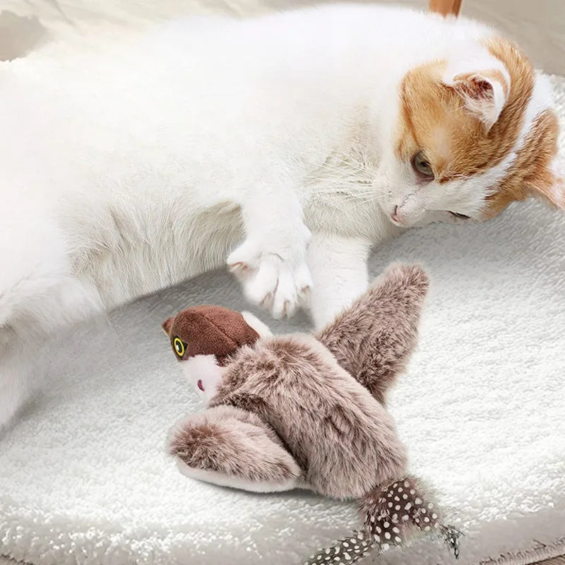 Interactive Chirping Bird Cat Toy - Rechargeable & Touch Sensitive