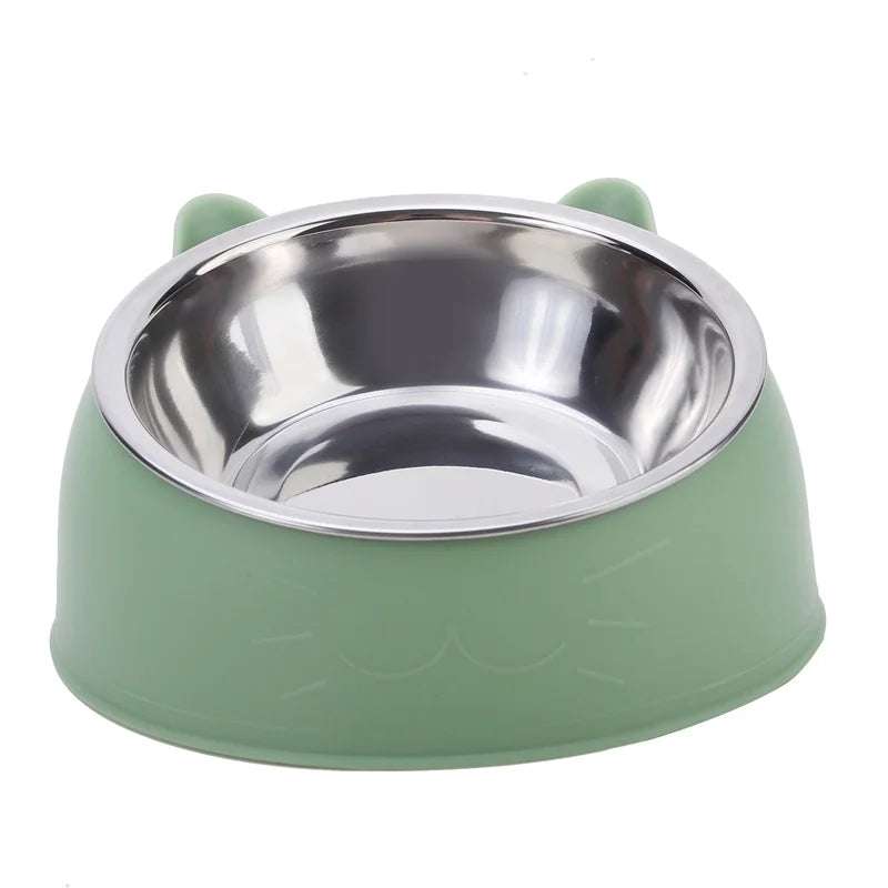 Elegant Tilted Cat Bowl - Stainless Steel Pet Feeder