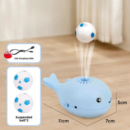 Whale-Shaped Interactive Cat Toy with Floating Ball & USB Fan