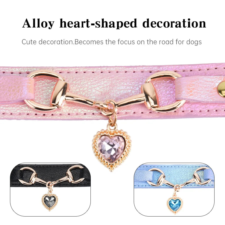 Elegant Rhinestone Heart Pet Collar - Adjustable & Comfortable