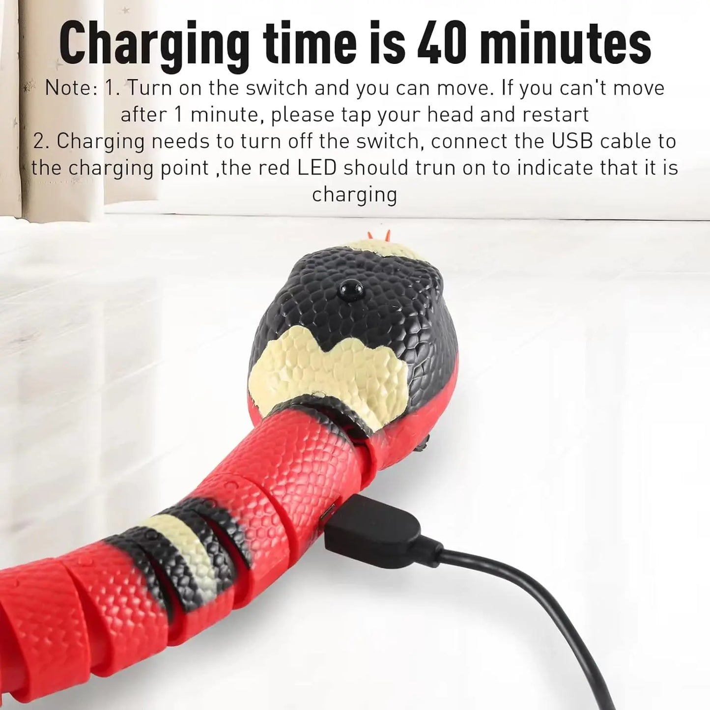 Interactive USB Rechargeable Snake Cat Toy