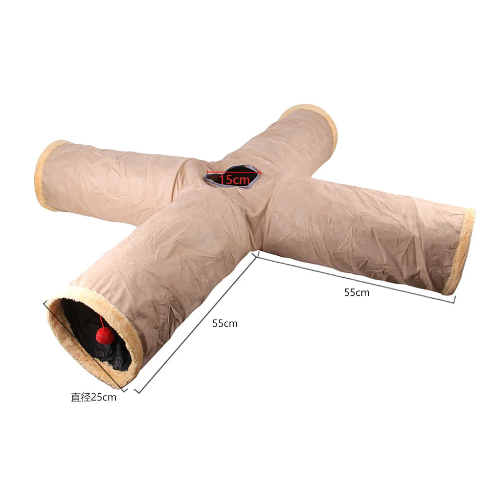 Cozy Suede Tunnel for Pets - Interactive Play & Comfort