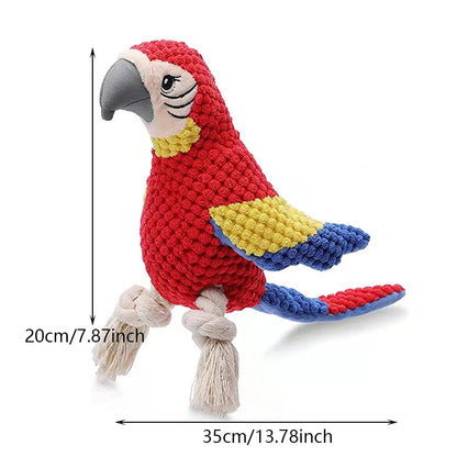 Indestructible Squeaky Parrot Dog Toy for All Sizes
