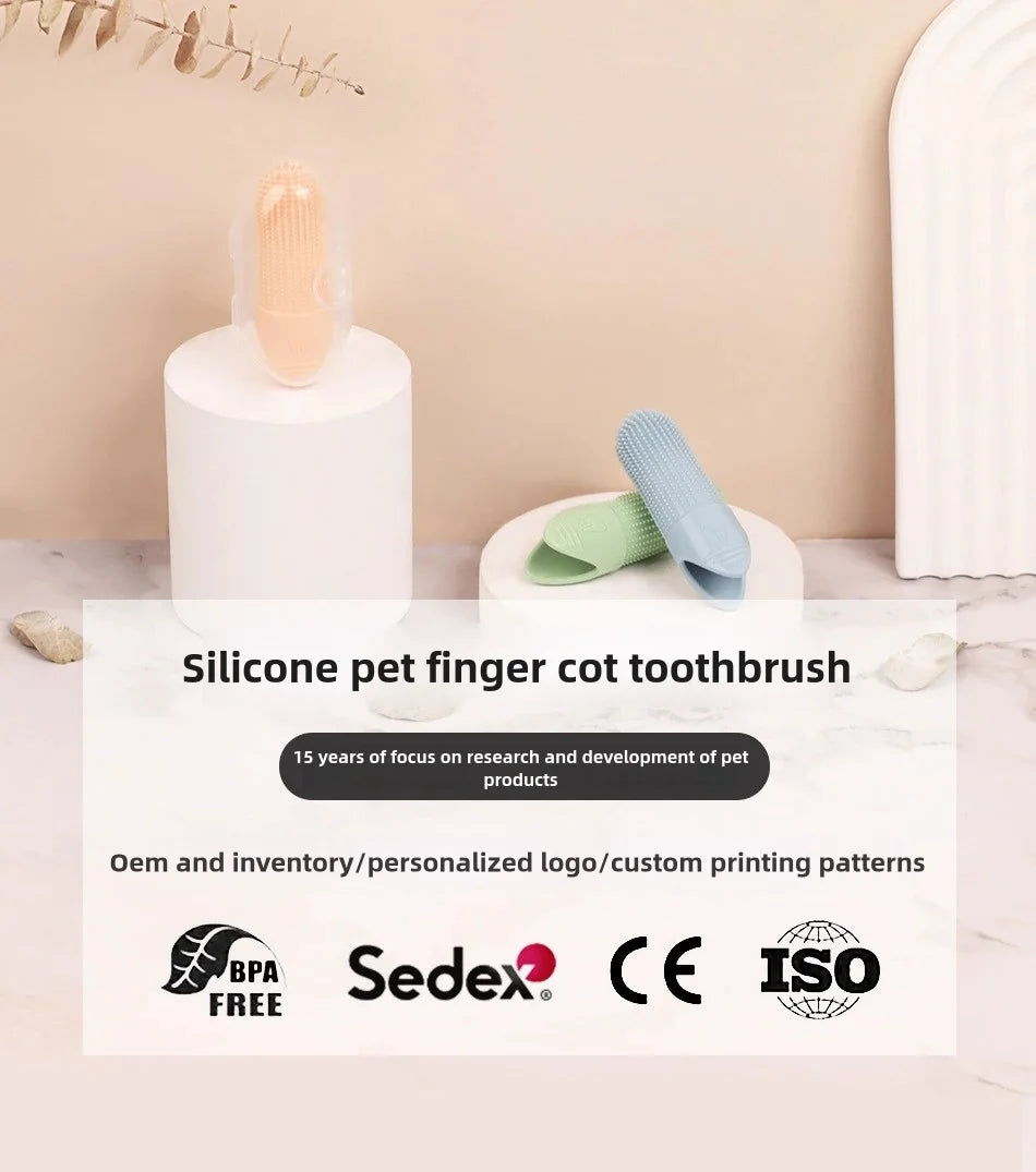 360° Pet Finger Toothbrush for Cats & Dogs