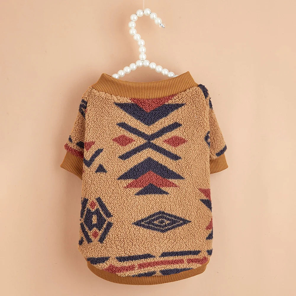Cozy Totem Print Sweater for Small Dogs - Winter Warmth