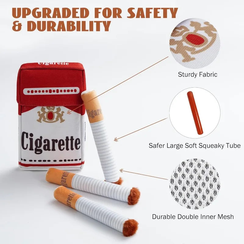 Interactive Giggle Dog Toys - Plush Chew Cigarette Set