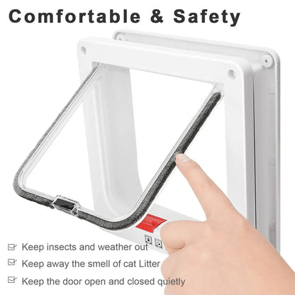 Magnetic Cat Door with 4-Way Lock for Safe Pet Access