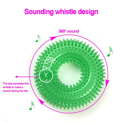 Interactive Squeaky Chew Toy for Dogs - Durable TPR Molar Ring