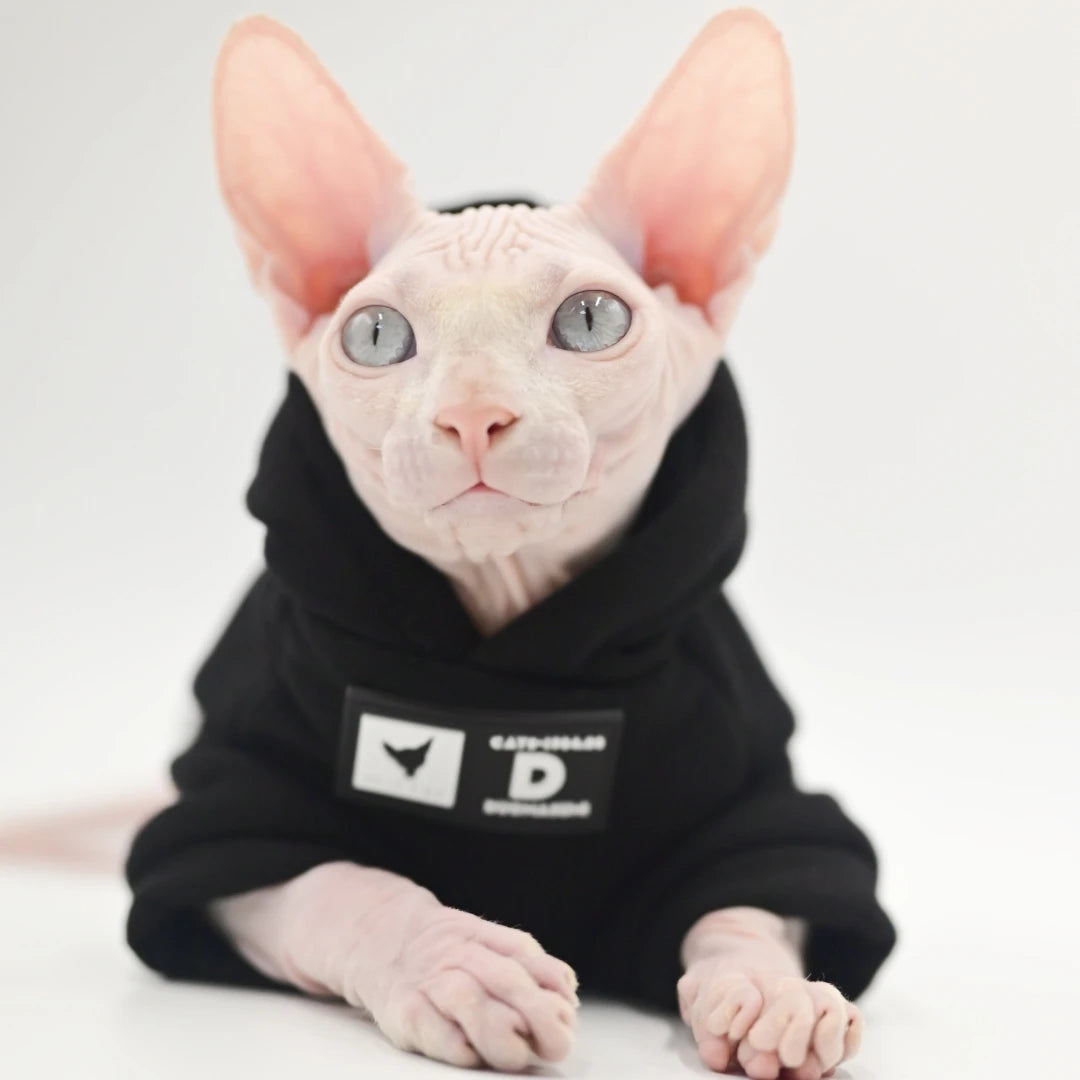Chic Cat Hoodie for Hairless Breeds - Cozy Spring/Fall Wear