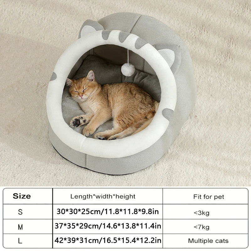 Cosy Cotton Cave Bed with Hanging Toy