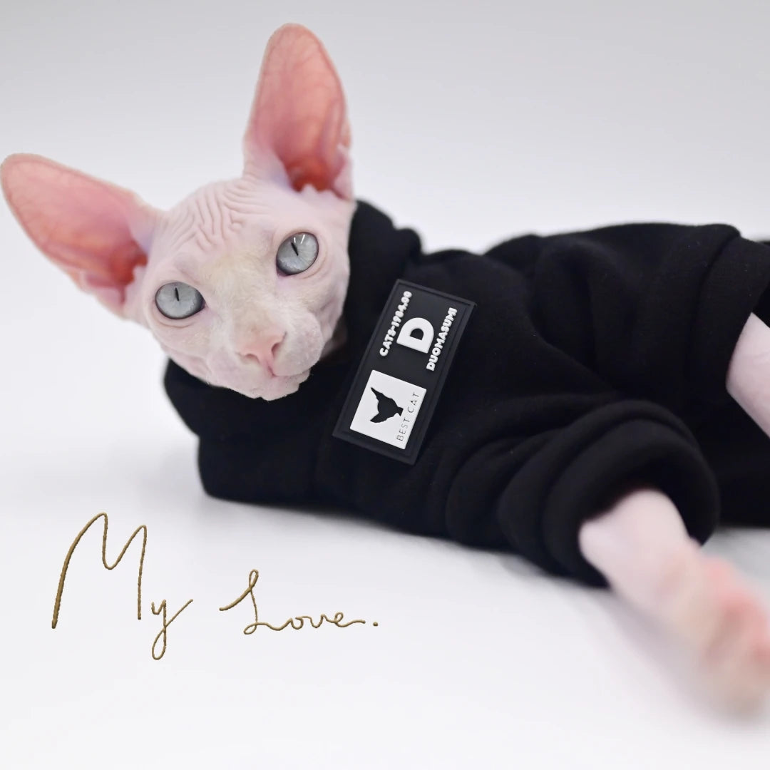 Chic Cat Hoodie for Hairless Breeds - Cozy Spring/Fall Wear
