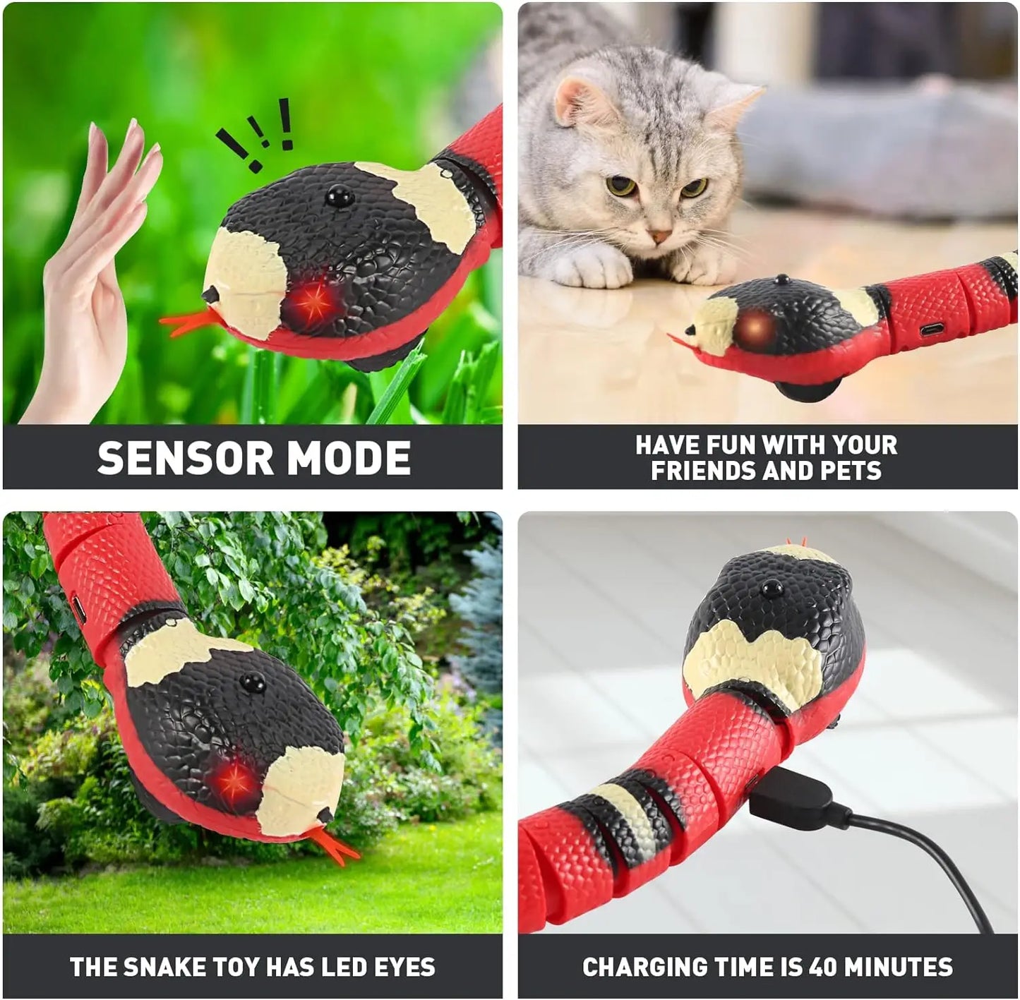 Interactive USB Rechargeable Snake Cat Toy