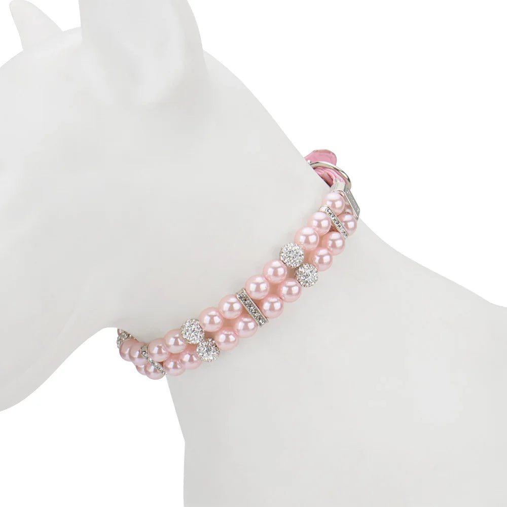 Elegant Pearl Rhinestone Pet Collar - Multiple Colors