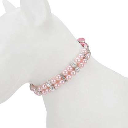 Elegant Pearl Rhinestone Pet Collar - Multiple Colors
