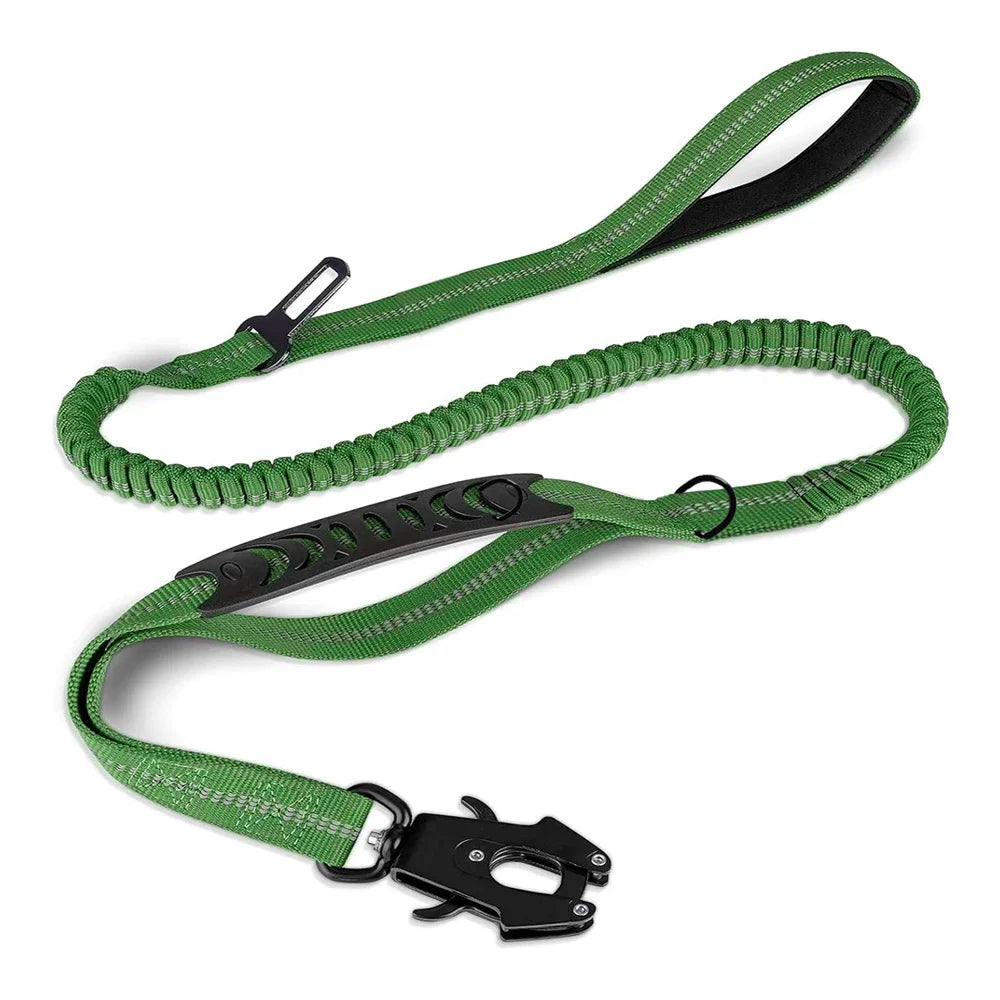 Reflective Heavy Duty Tactical Bungee Dog Leash with Seatbelt