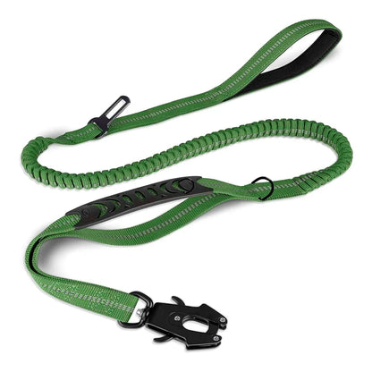 Reflective Heavy Duty Tactical Bungee Dog Leash with Seatbelt
