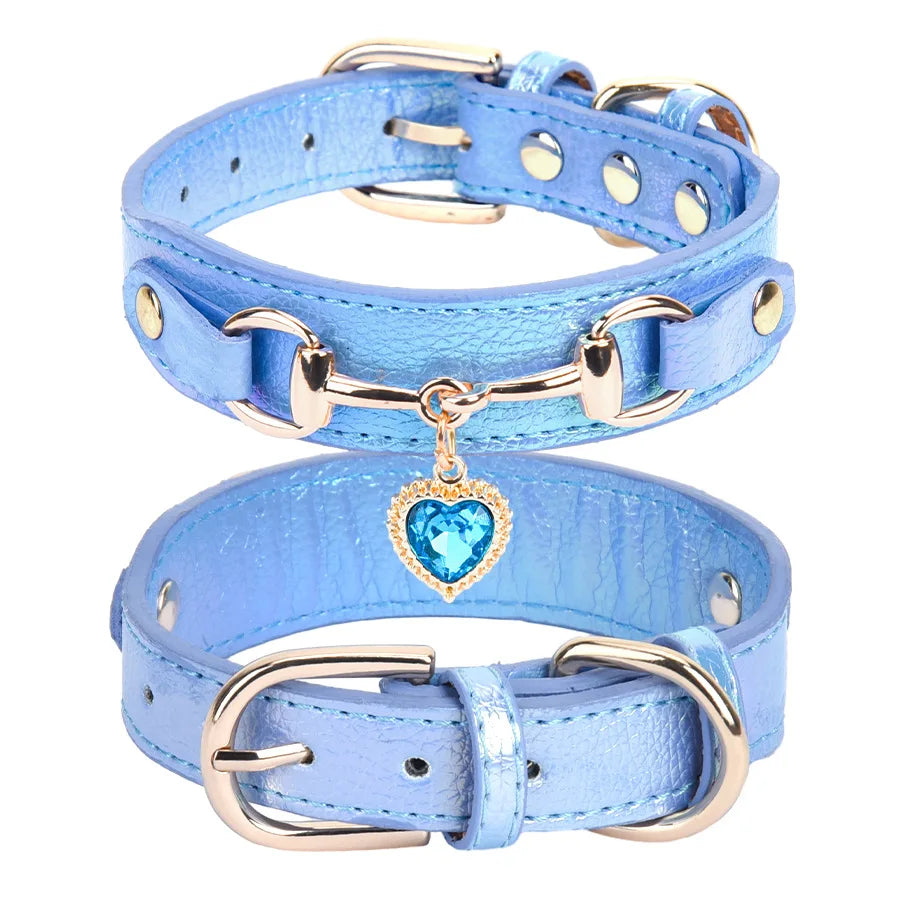 Elegant Rhinestone Heart Pet Collar - Adjustable & Comfortable