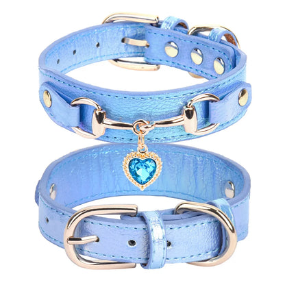 Elegant Rhinestone Heart Pet Collar - Adjustable & Comfortable