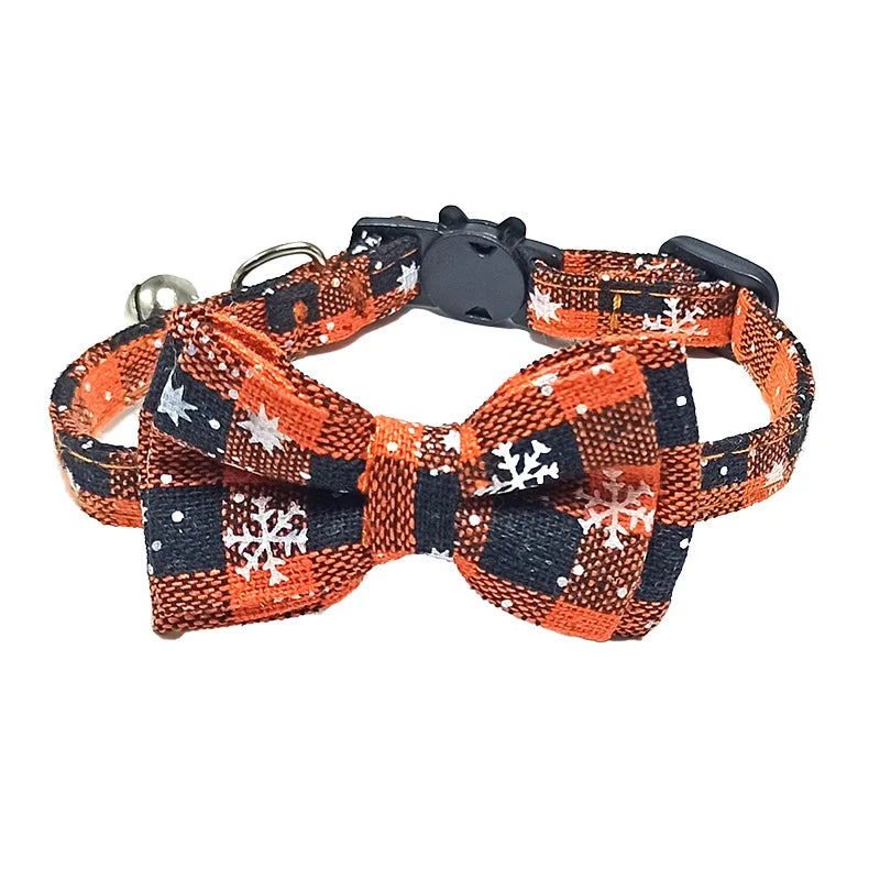 Chic Plaid Cat Collar with Bell and Bow Tie