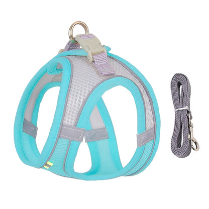 Adjustable Reflective Harness & Leash Set for Small Dogs