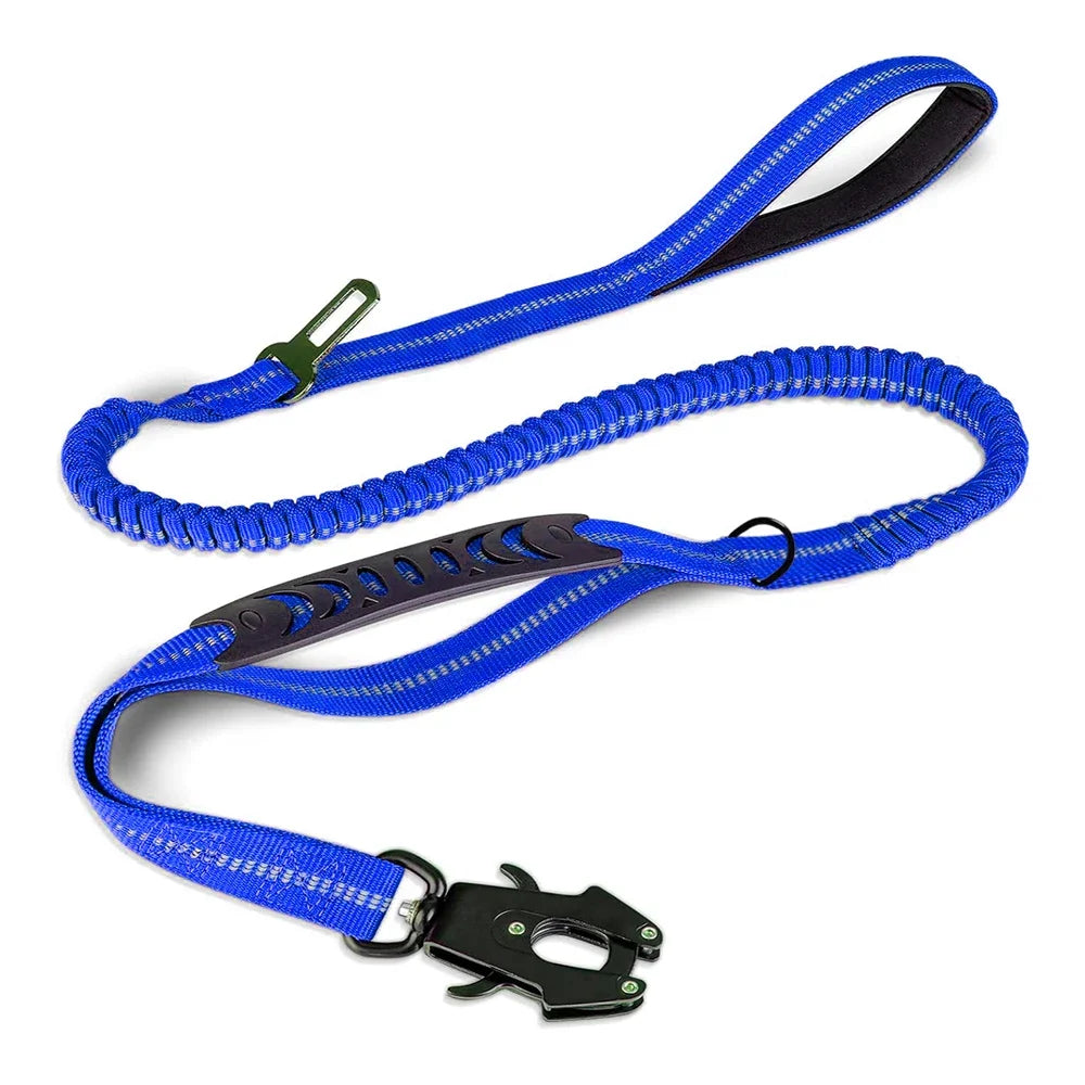 Reflective Heavy Duty Tactical Bungee Dog Leash with Seatbelt