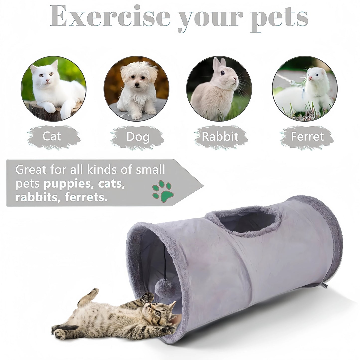 Cozy Suede Tunnel for Pets - Interactive Play & Comfort