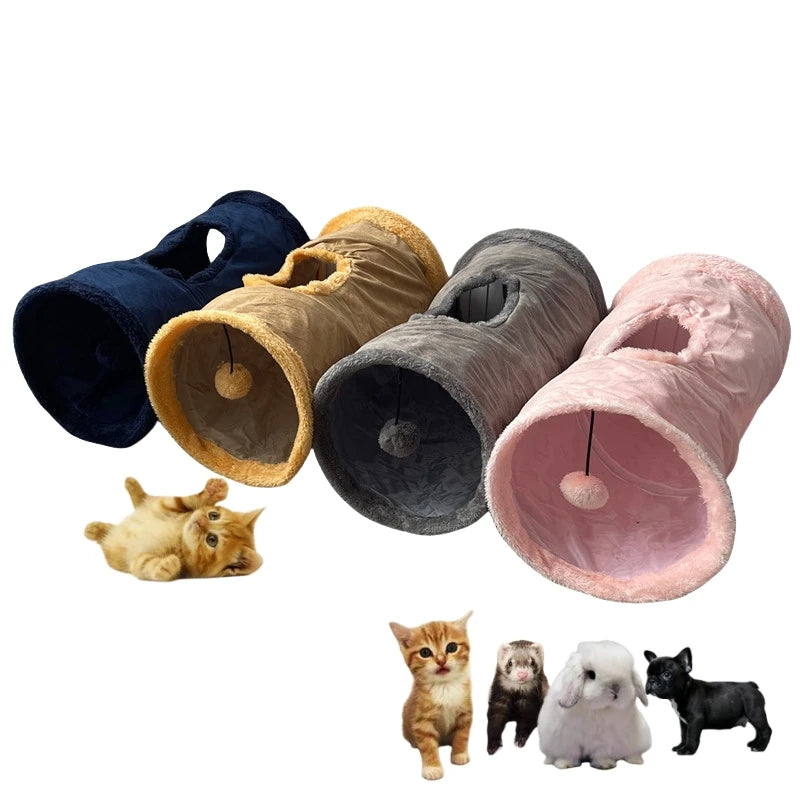 Cozy Suede Tunnel for Pets - Interactive Play & Comfort