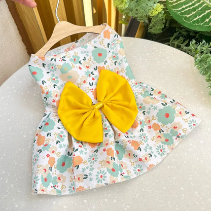 Charming Summer Pet Dress with Bow for Small Dogs