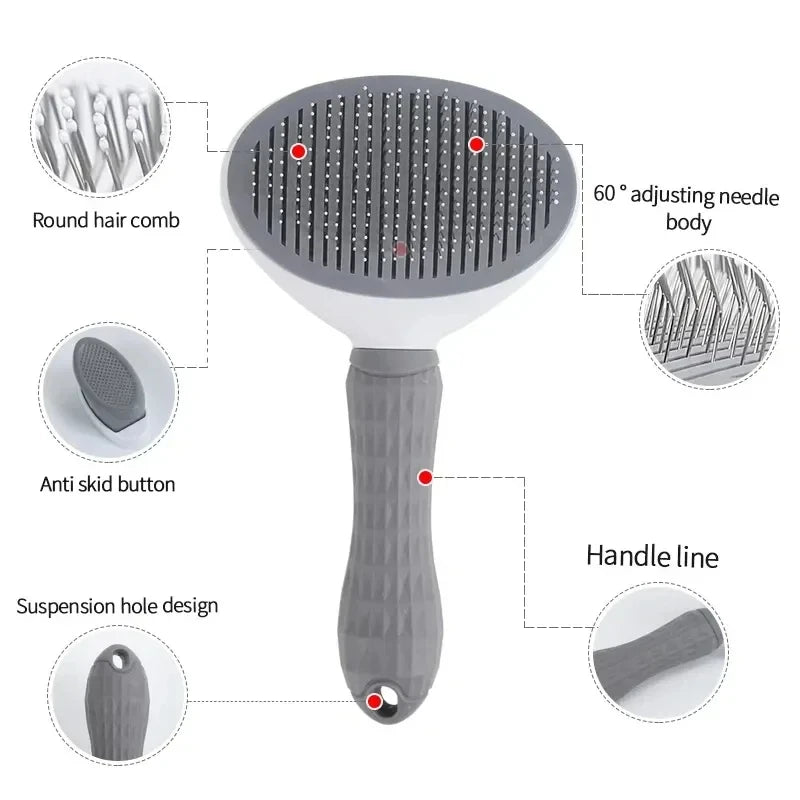 Self-Cleaning Pet Hair Removal Brush for Dogs & Cats