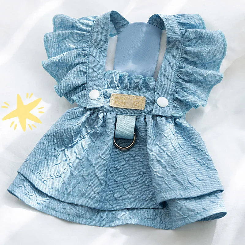 Charming Denim Dress for Small Dogs and Cats