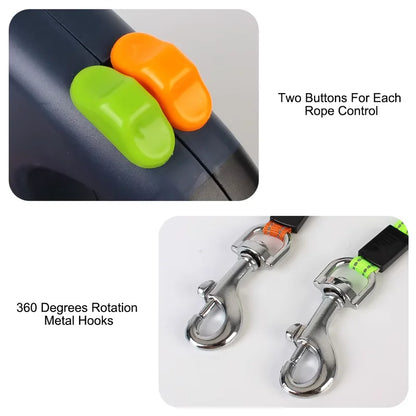 DualWalk Pro – Dual Retractable Dog Lead with LED Light & 360° Swivel